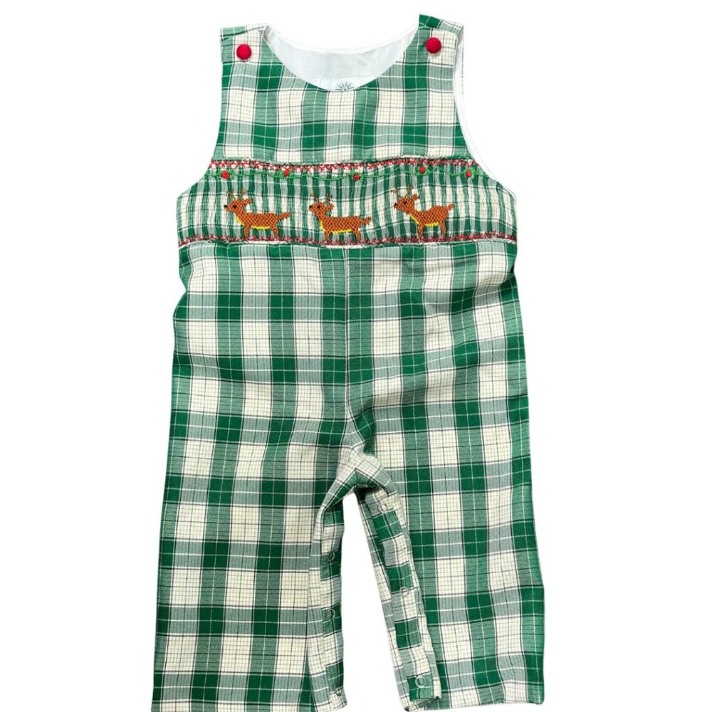 Reindeer Smocked Jon Jon - Christmas Holiday Collections Rompers - Picture 3 of 6